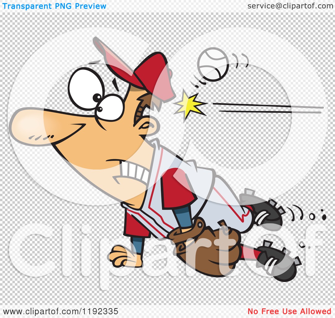 Cartoon of a Distracted Baseball Player Getting Whacked in the Head -  Royalty Free Vector Clipart by toonaday #1192335