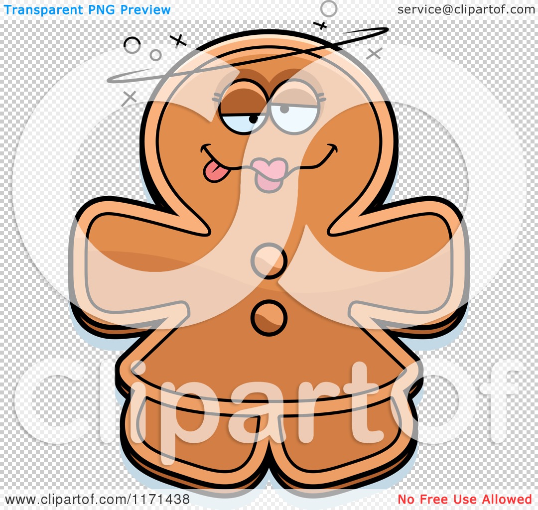 Cartoon of a Drunk Gingerbread Woman Mascot - Royalty Free Vector