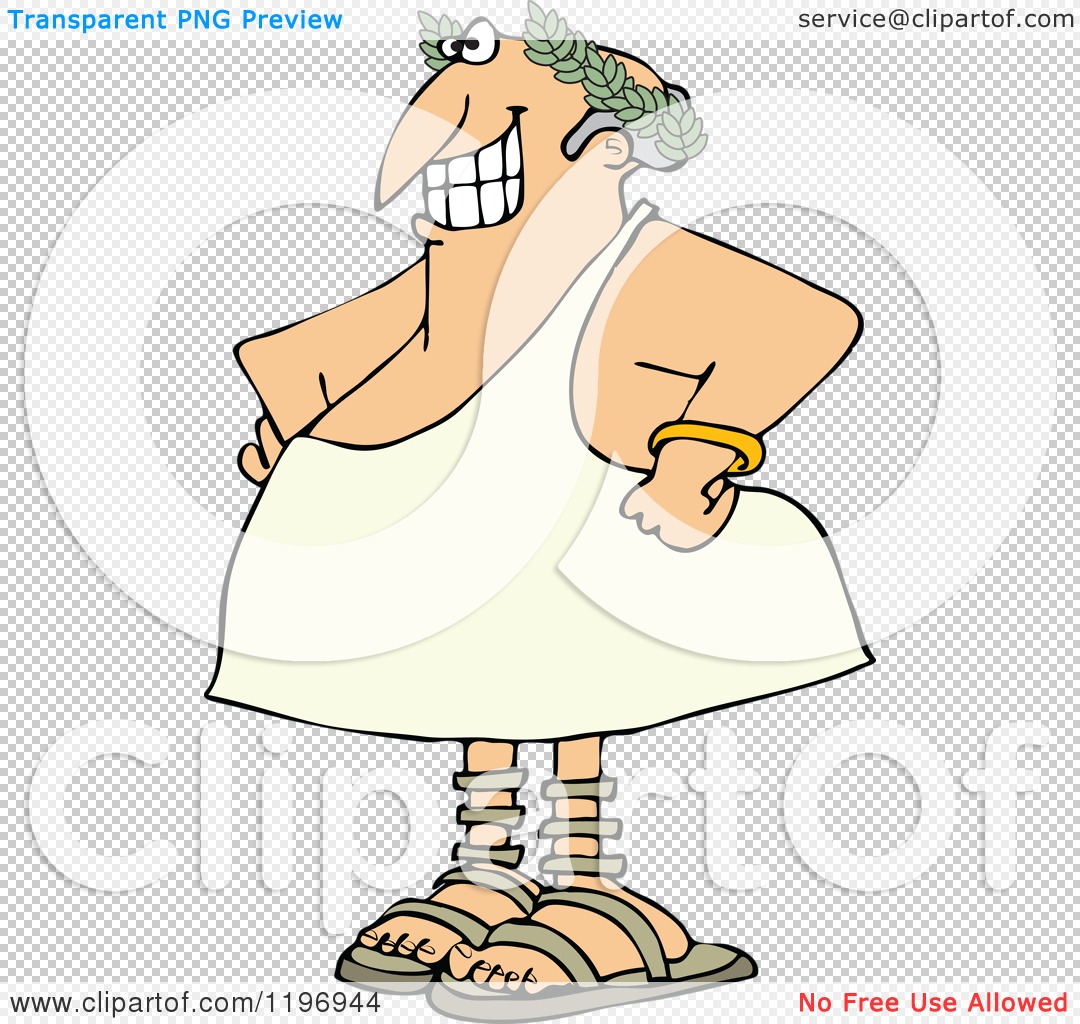 Cartoon of a Grinning Greek Man Wearing a Toga and Olive Branch - Royalty  Free Vector Clipart by djart #1196944