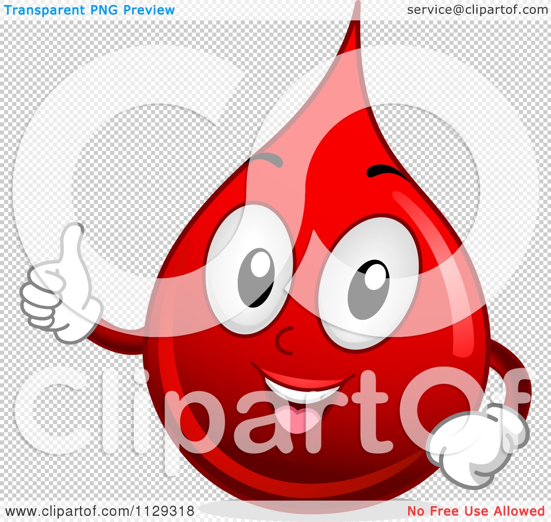 Cartoon Of A Happy Blood Drop Mascot Holding A Thumb Up - Royalty Free ...