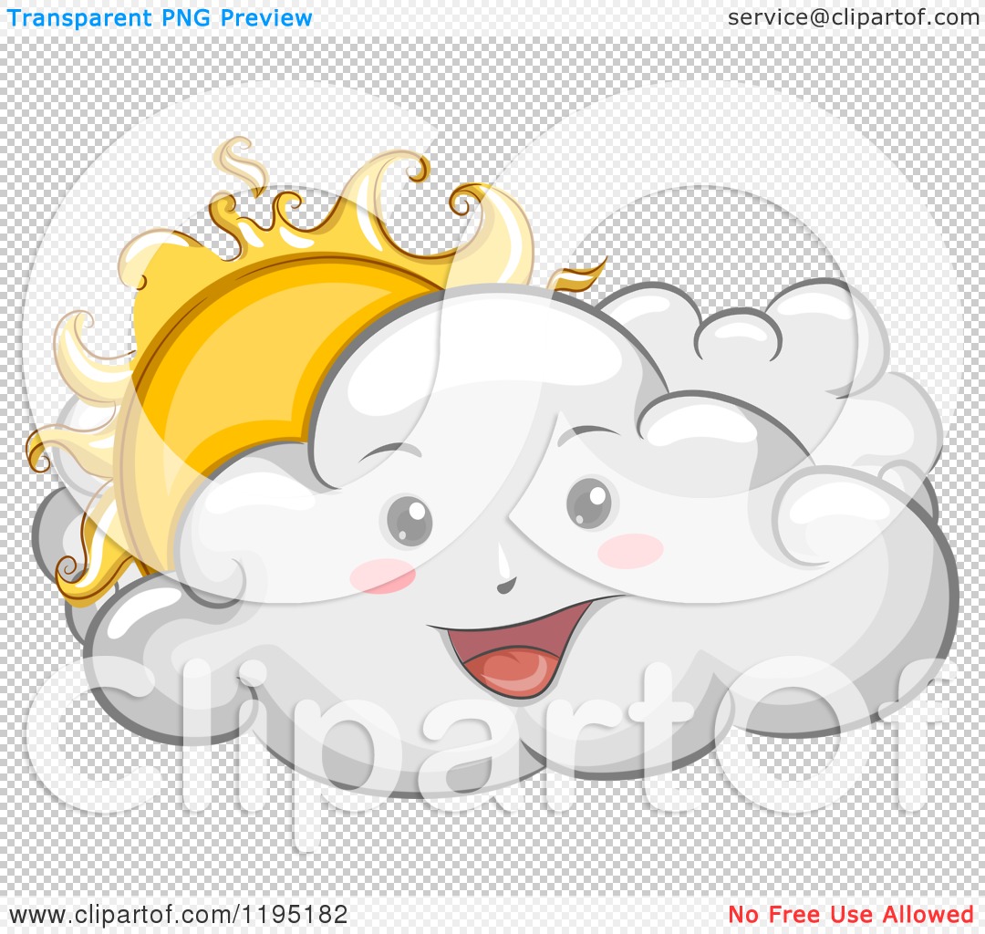 Cartoon of a Happy Cloud with a Peeking Sun - Royalty Free Vector Clipart  by BNP Design Studio #1195182