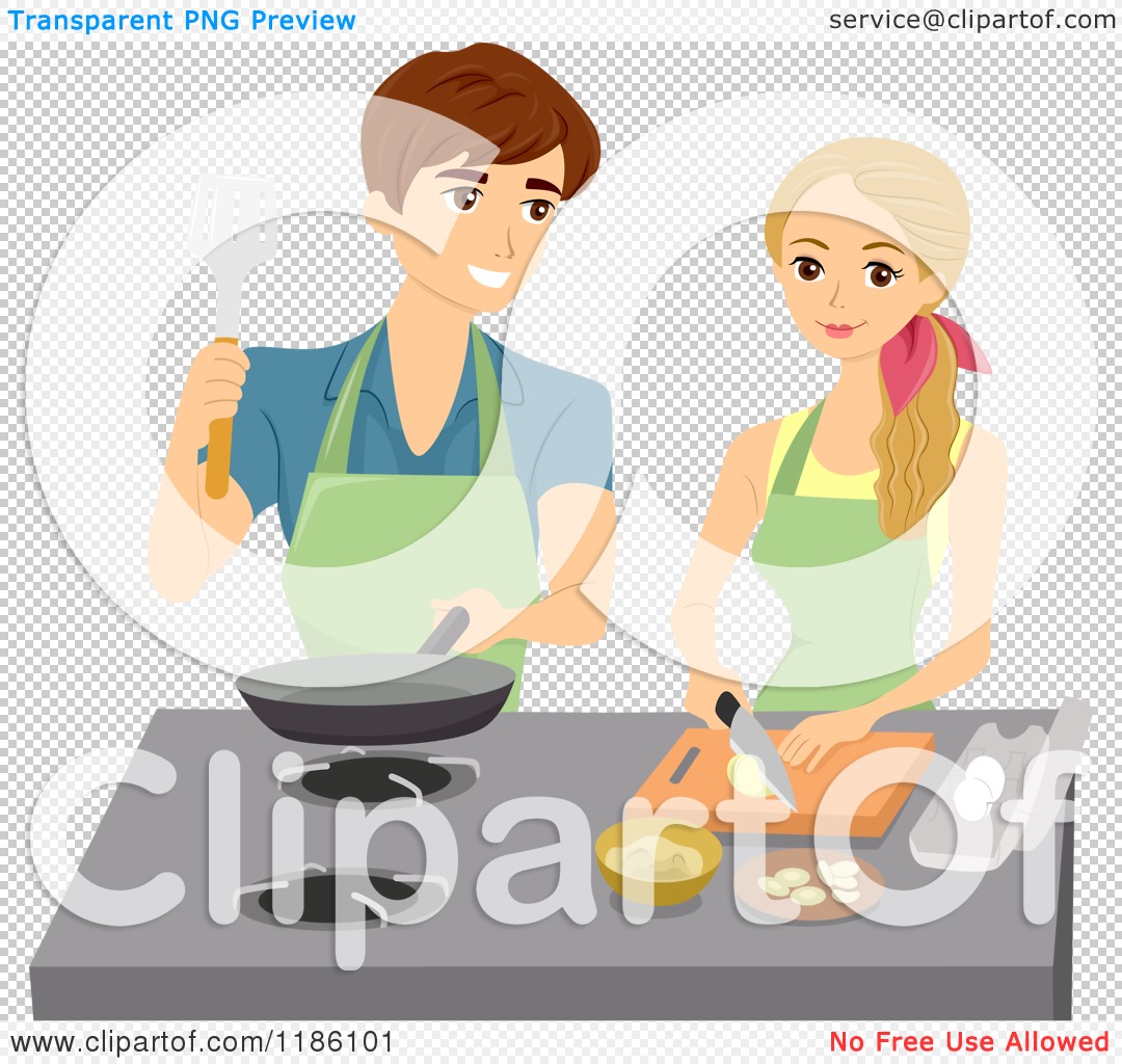 Mom cooking in the kitchen Royalty Free Vector Image