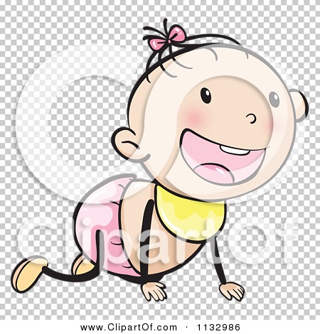 Cartoon Of A Happy Crawling Baby Girl - Royalty Free Vector Clipart by ...