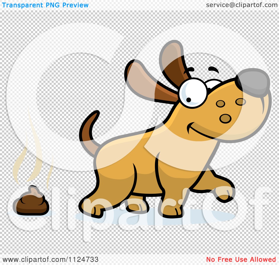 Cartoon Of A Happy Dog Walking Away From Poop - Royalty Free Vector ...