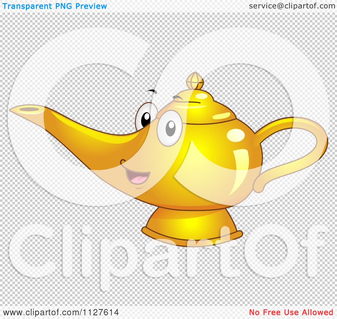 Cartoon Of A Happy Genie Or Oil Lamp Mascot - Royalty Free Vector Clipart  by BNP Design Studio #1127614