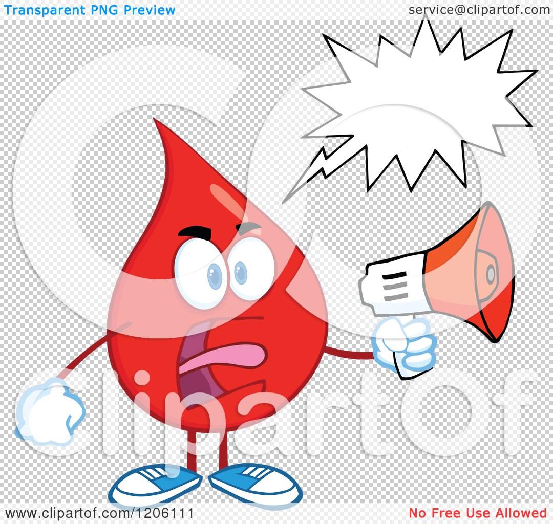 Cartoon of a Mad Blood or Hot Water Drop with a Speech Bubble, Making ...