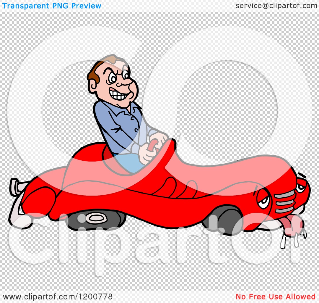 Cartoon Of A Mad Male Driver In A Sick Broken Down Car Royalty Free Vector Clipart By Lafftoon 1200778