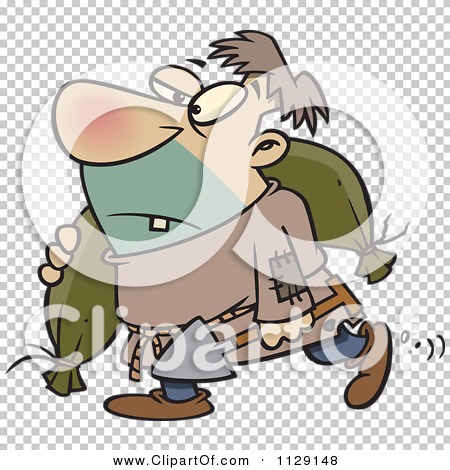 Cartoon Of A Man Carrying A Body Bag And A Shovel - Royalty Free Vector