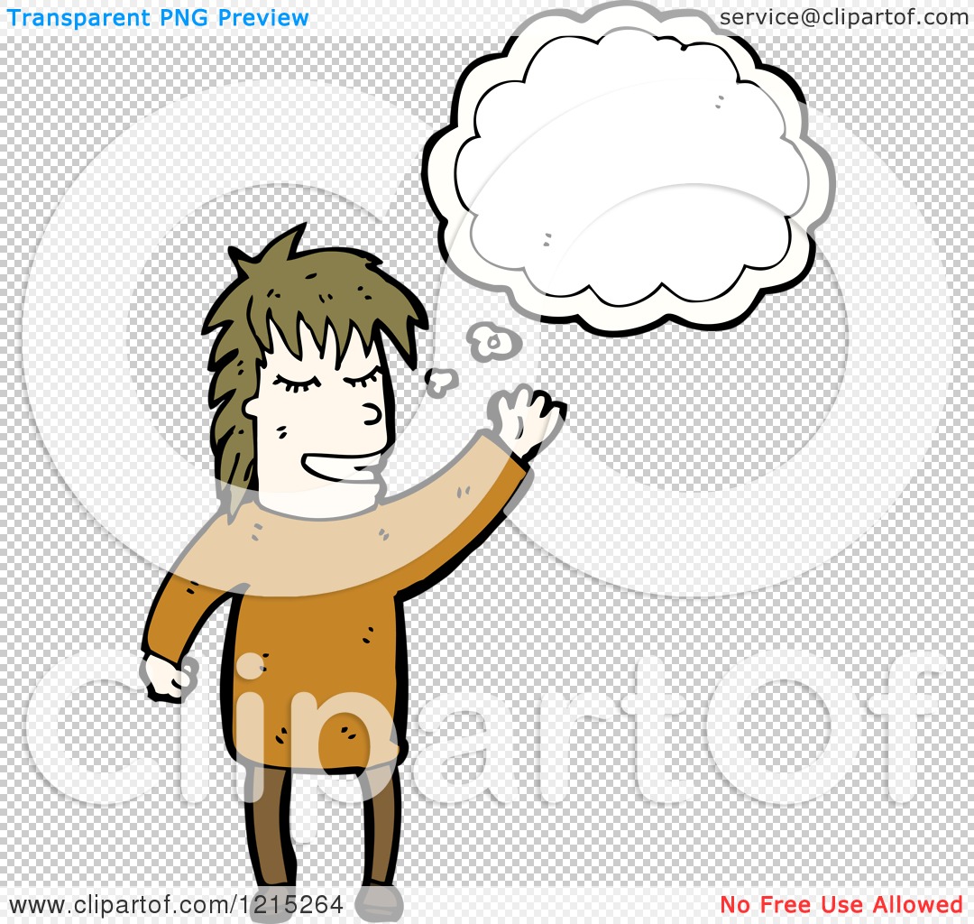 Cartoon of a Man Thinking - Royalty Free Vector Illustration by