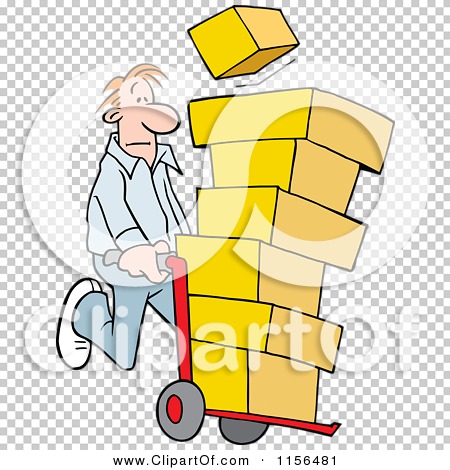 Cartoon of a Man Using a Hand Truck Dolly to Move Boxes - Royalty Free ...