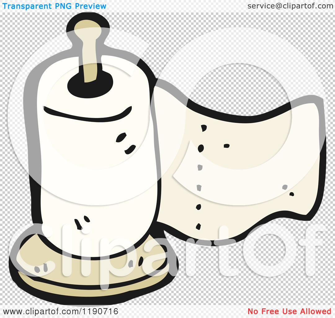 Cartoon of a Roll of Paper Towels - Royalty Free Vector Illustration by
