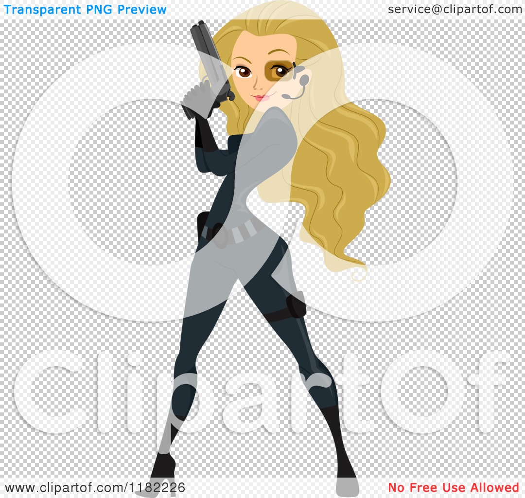 Cartoon of a Sexy Blond Spy Woman Pinup Holding a Gun - Royalty Free Vector  Clipart by BNP Design Studio #1182226