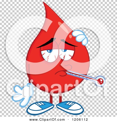Cartoon of a Sick Blood or Hot Water Drop with a Thermometer - Royalty ...