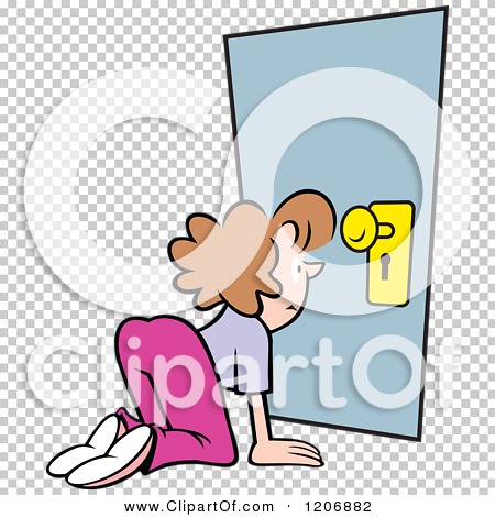 Cartoon of a Snooping Woman Looking Through a Key Hole - Royalty Free ...