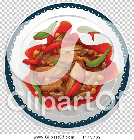 Cartoon Of A Spicy Chicken Dish - Royalty Free Vector Clipart by