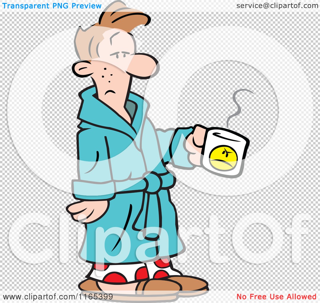 Cartoon of a Tired Man Looking at a Grumpy Coffee Cup - Royalty Free Vector  Clipart by Johnny Sajem #1165399