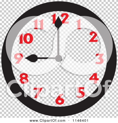 Cartoon of a Wall Clock Showing 9 - Royalty Free Vector Clipart by