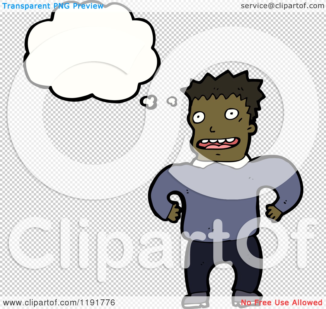 Cartoon Of An African American Man Thinking Royalty Free Vector Illustration By