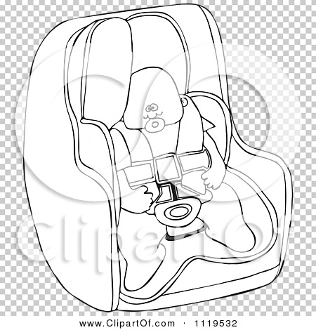Download Cartoon Of An Outlined Baby In A Car Seat - Royalty Free ...
