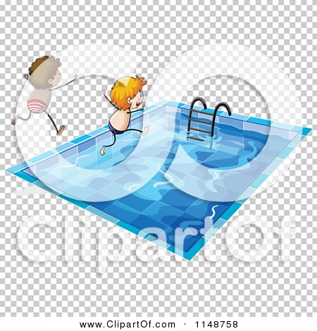 Cartoon of Boys Jumping into a Swimming Pool - Royalty Free Vector Clipart by Graphics RF #1148758