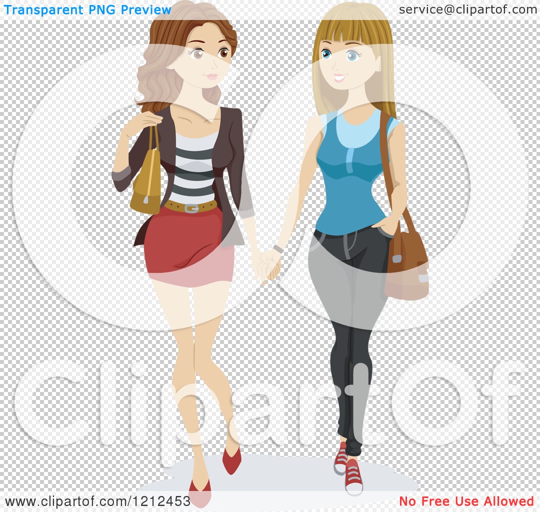 Cartoon of Two Young Lesbian Women Holding Hands and Walking - Royalty Free  Vector Clipart by BNP Design Studio #1212453