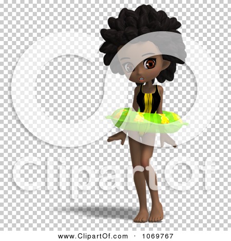 Clipart 3d Black Lifeguard Woman With An Inner Tube - Royalty Free CGI