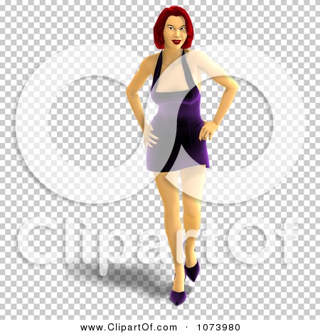 Clipart 3d Red Haired Woman In A Purple Dress 2 Royalty Free CGI Illustration 4501073980
