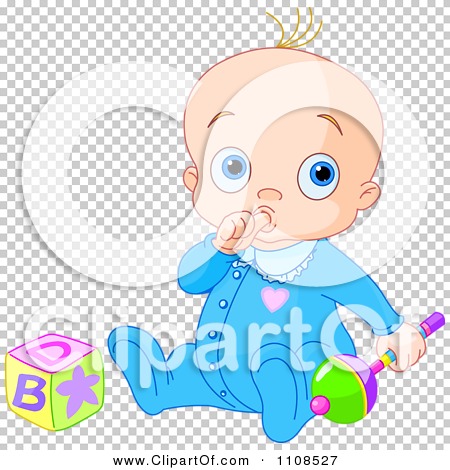 Clipart Baby Boy Sucking His Thumb And Playing With A Rattle And Toy ...