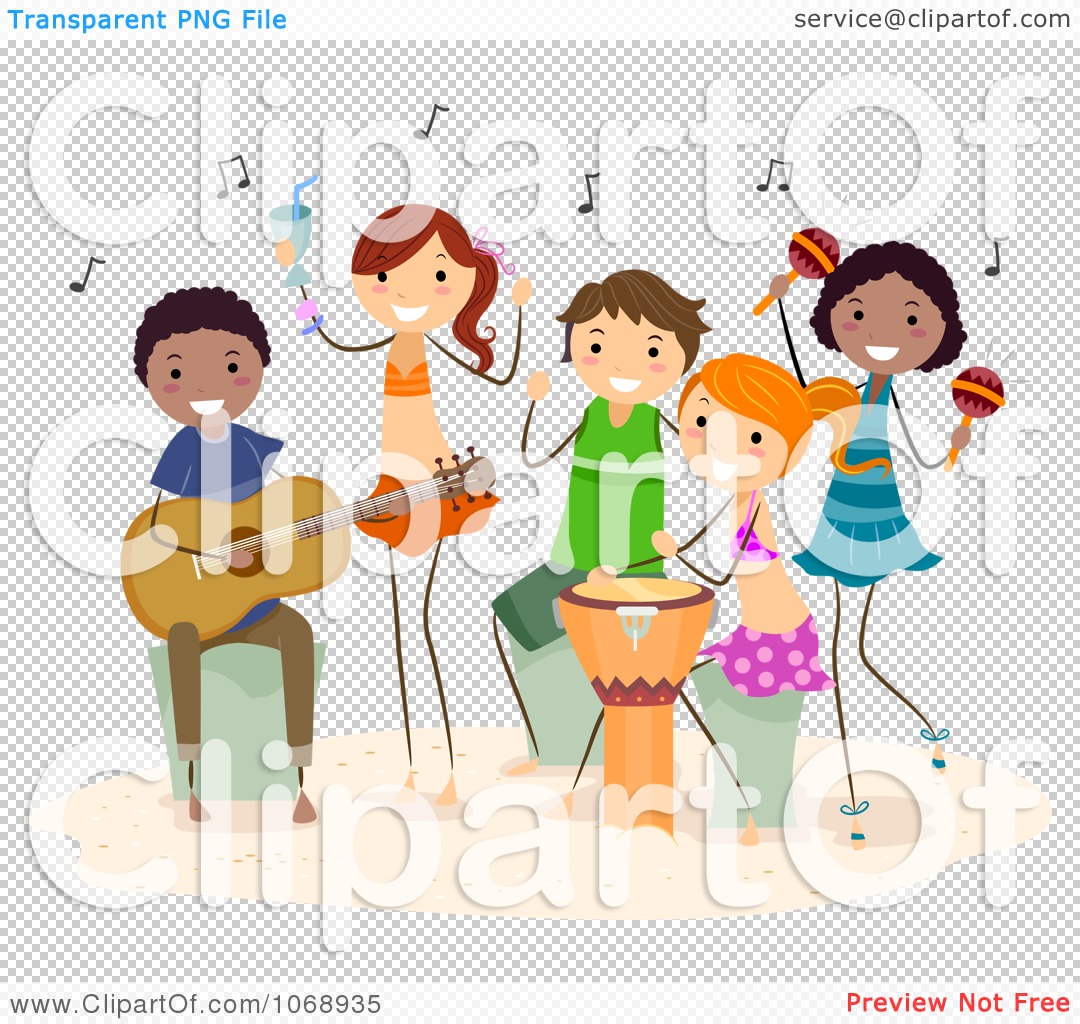 Clipart Beach People Playing Music - Royalty Free Vector ...