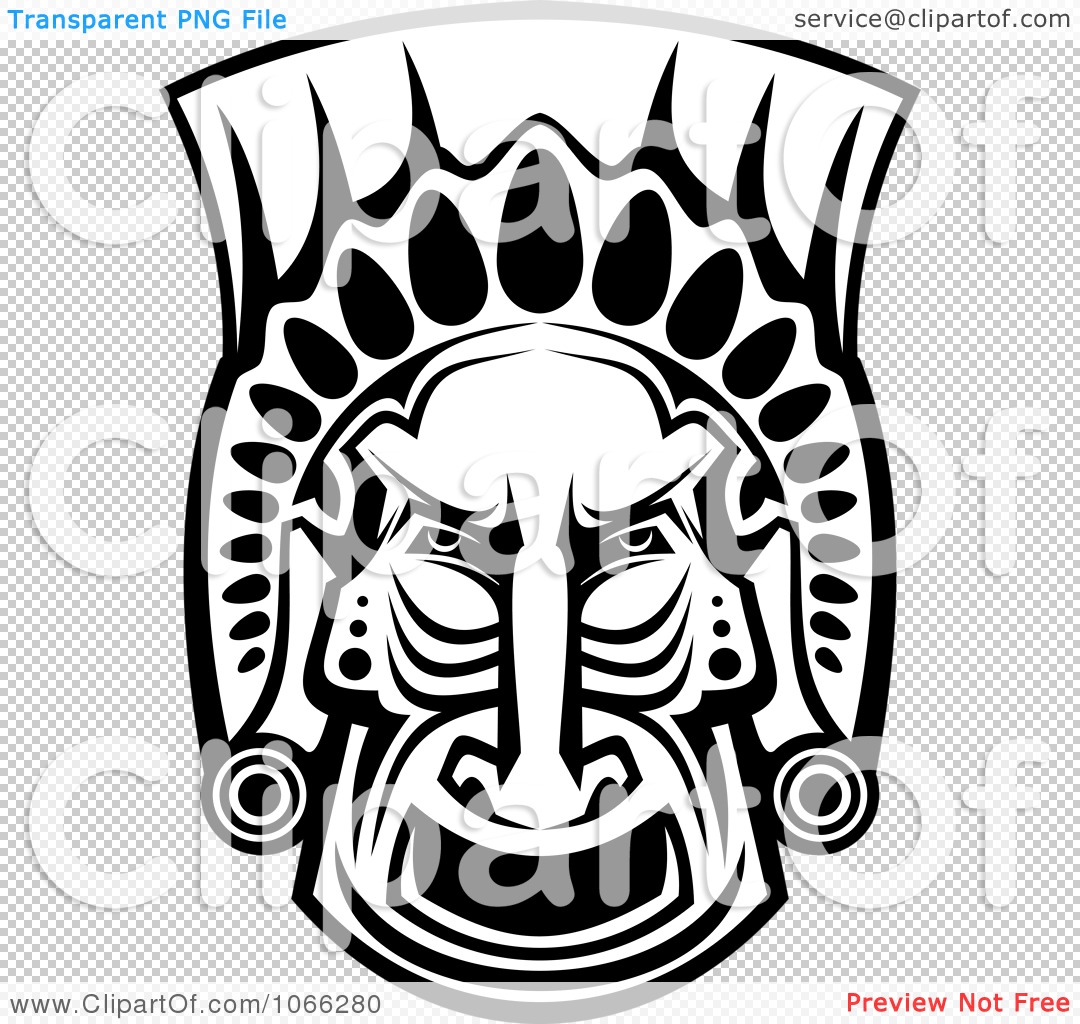 Clipart Black And White African Tribal Mask - Royalty Free Vector ...