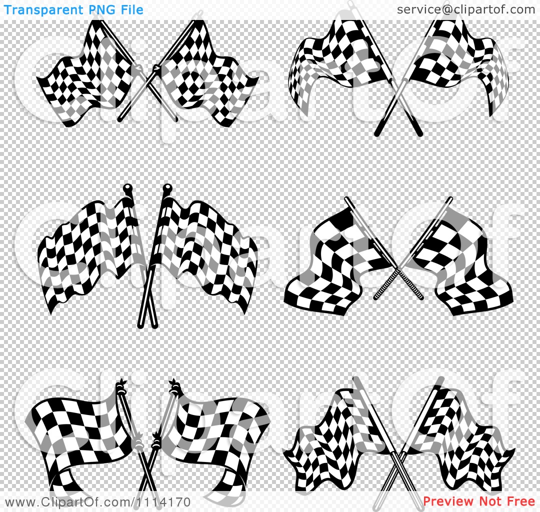Clipart Black And White Crossed Checkered Racing Flags - Royalty Free ...