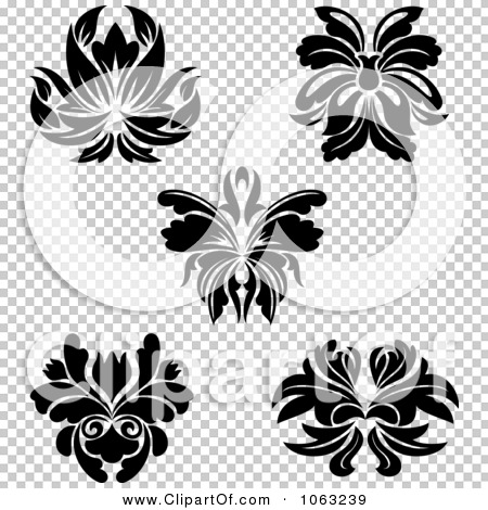 Clipart Black And White Flourishes Digital Collage 2 - Royalty Free