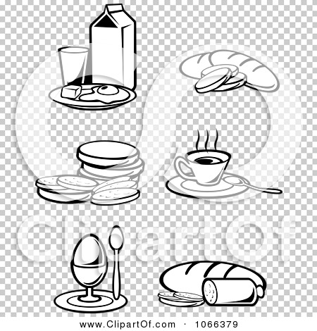 Clipart Black And White Food Icons 1 - Royalty Free Vector Illustration