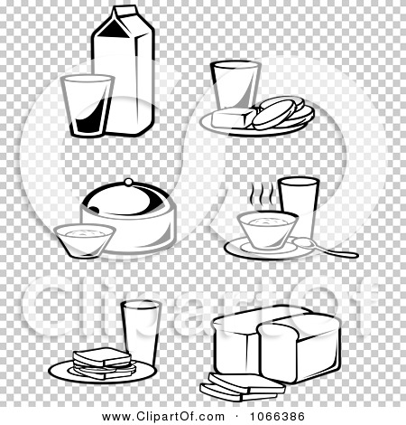 Clipart Black And White Food Icons 2 - Royalty Free Vector Illustration