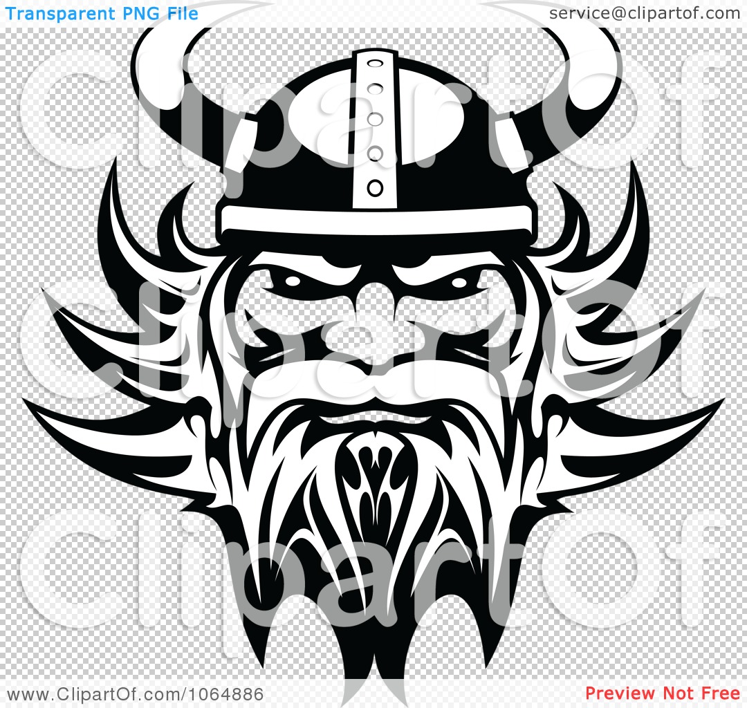 Clipart Black And White Tough Viking - Royalty Free Vector Illustration