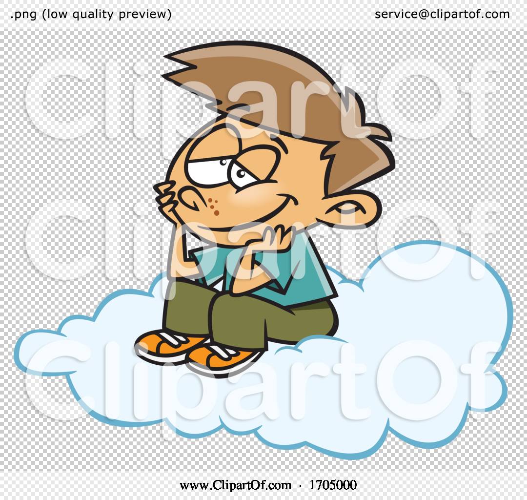 Clipart Cartoon Boy Daydreaming on a Cloud by toonaday #1705000