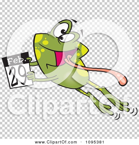 Clipart Cartoon Leap Day Frog Jumping With A February 29th Calendar