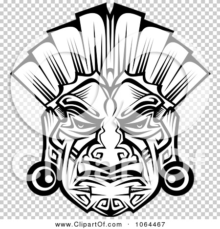 Clipart Ceremonial Mask In Black And White 2 - Royalty Free Vector ...