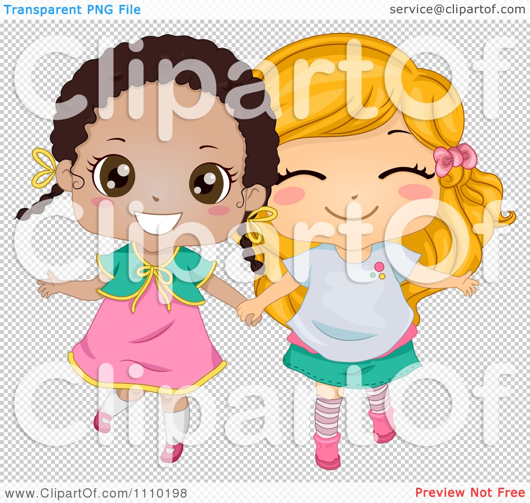 Download Clipart Cute Happy Best Friend Blond And Black Girls ...