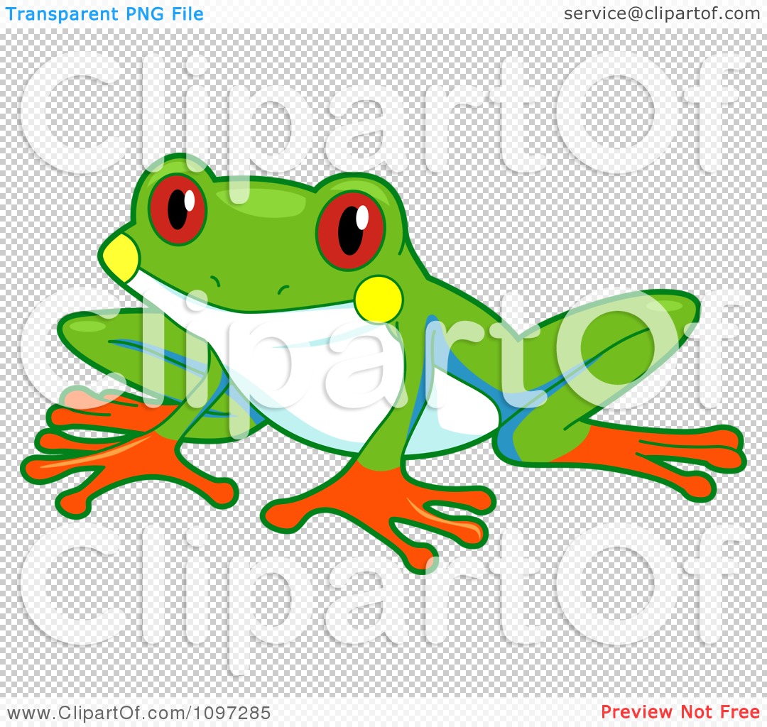 Clipart Cute Red Eyed Tree Frog - Royalty Free Vector Illustration by BNP  Design Studio #1097285