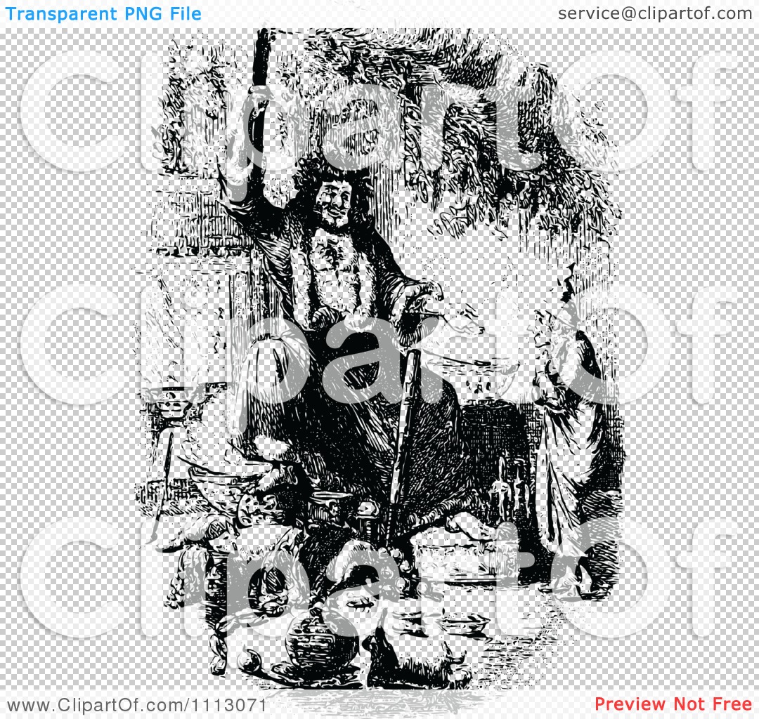 Clipart Ebenezer Scrooge Being Visited By The Ghost Of Christmas Present - Royalty Free Vector ...