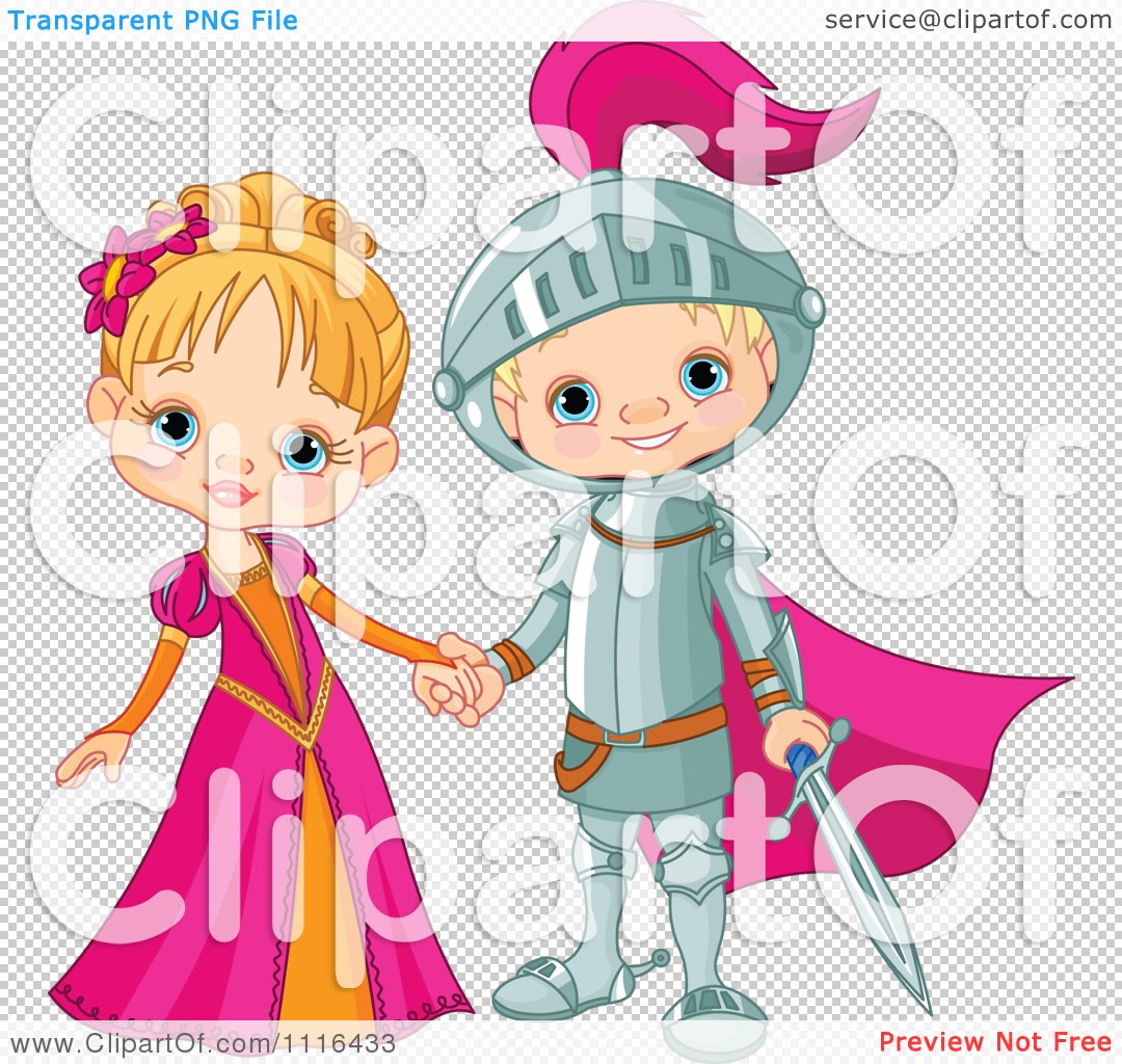Clipart Fairy Tale Fantasy Princess And Knight Holding Hands - Royalty ...