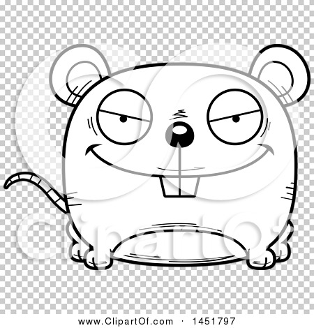 Clipart Graphic of a Cartoon Black and White Lineart Evil Mouse Character  Mascot - Royalty Free Vector Illustration by Cory Thoman #1451797