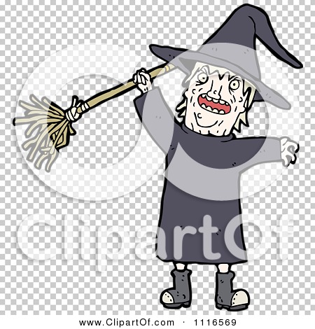witch on broom in circle clip art