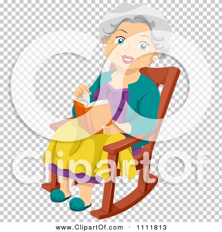 Clipart Happy Female Senior Citizen Reading In Her Rocking Chair ...