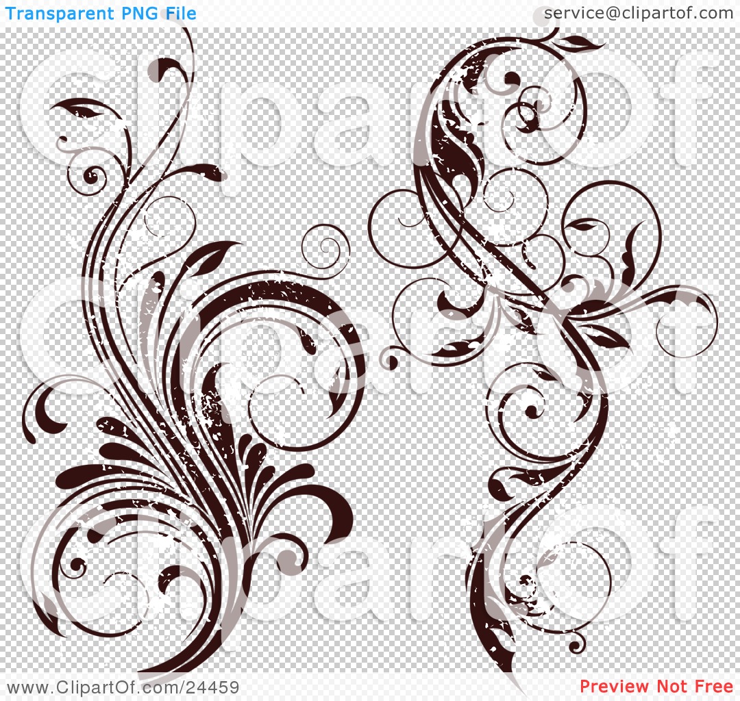 Clipart Illustration of Two Grunge Worn Flourished Vines Over A White ...