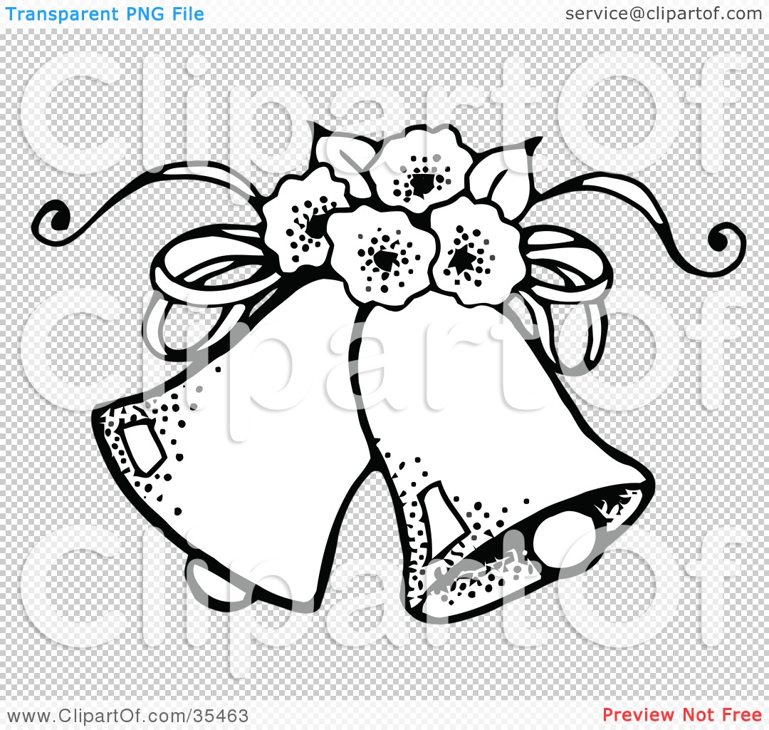 Clipart Illustration of Two Wedding Bells With Flowers by C Charley-Franzwa  #35463