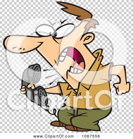 Clipart Irate Man Screaming Into The Phone - Royalty Free Vector