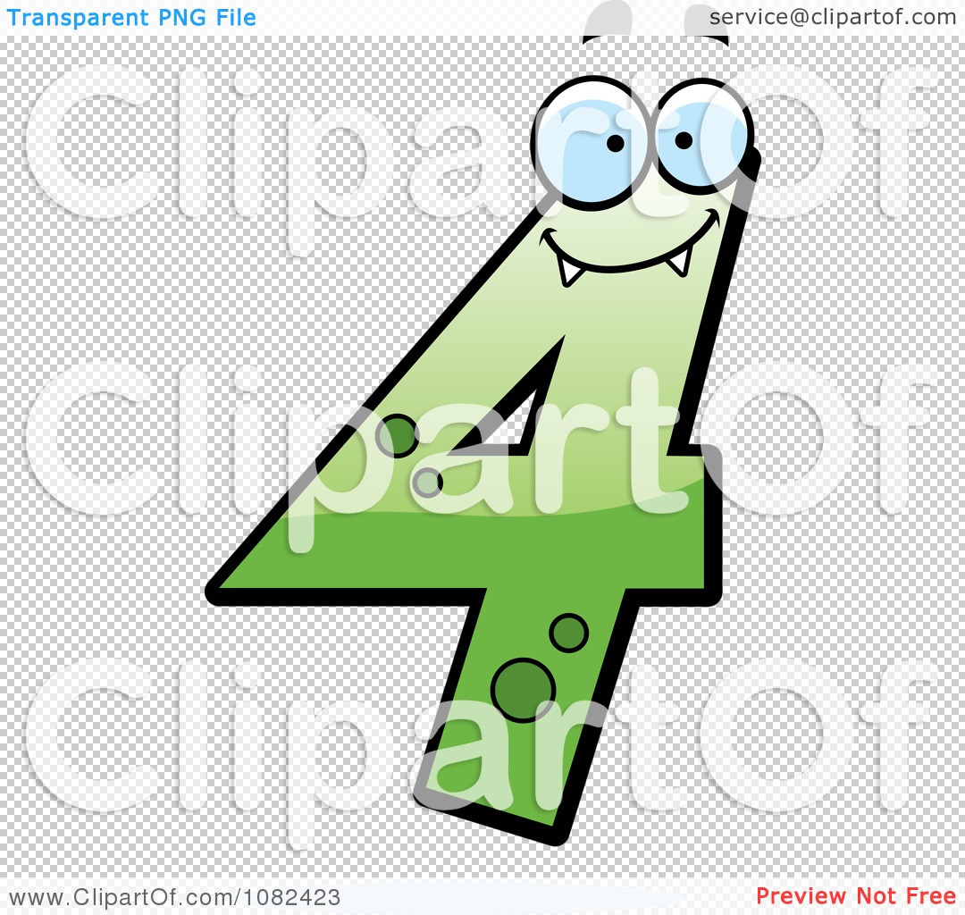 Clipart Number Four Character - Royalty Free Vector Illustration by