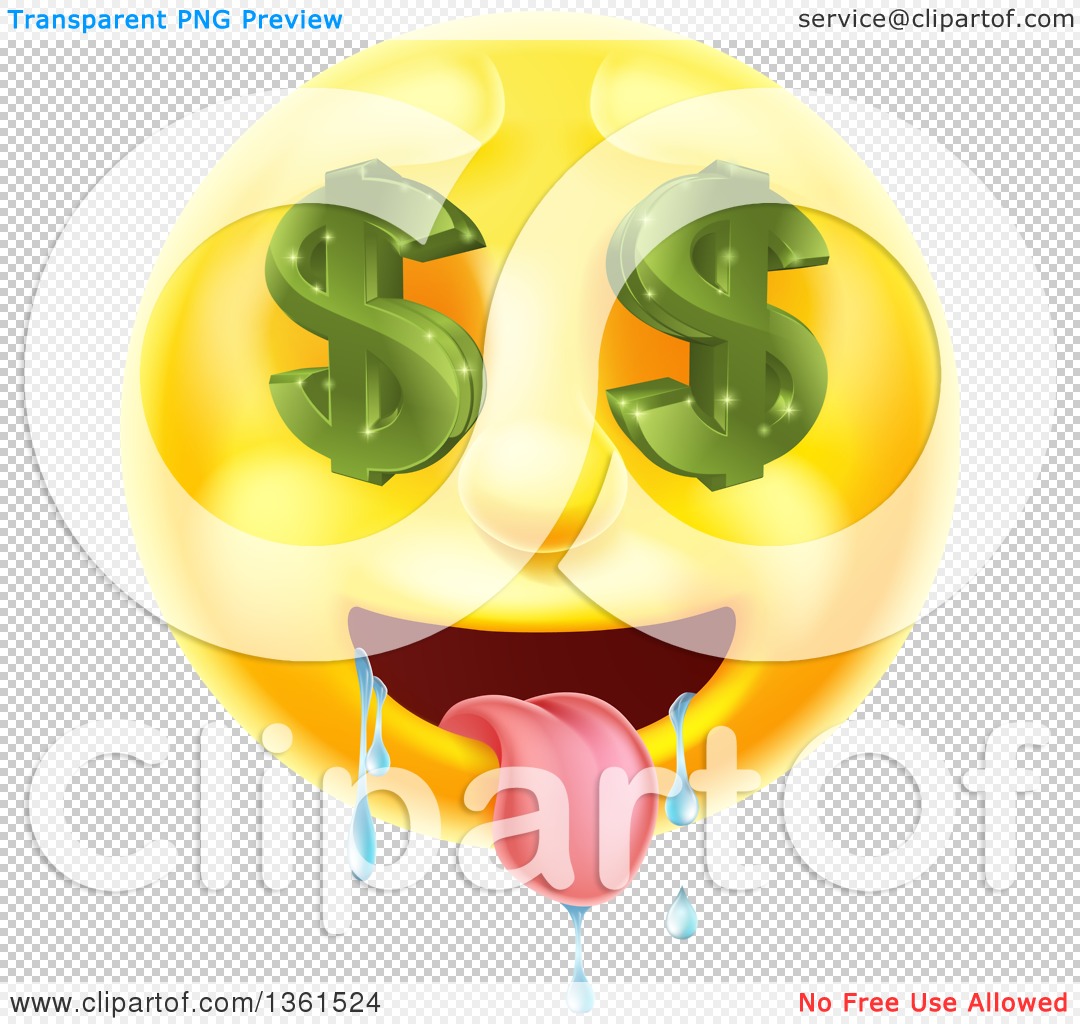 Clipart of a 3d Drooling Yellow Male Smiley Emoji Emoticon Face with ...